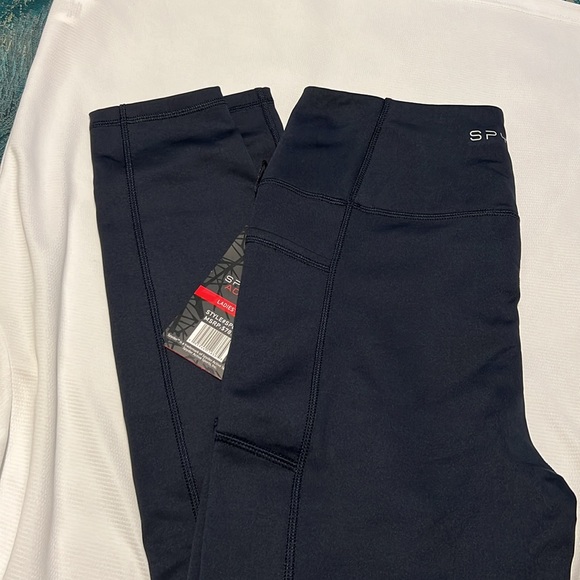NWT Spyder Active Women's High Rise Tech Fleece Lined Navy Blue Leggings Sz L - Picture 8 of 8